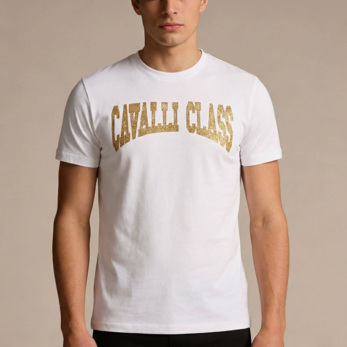 Tricou barbati Cavalli Class alb model CA-36701 [2]