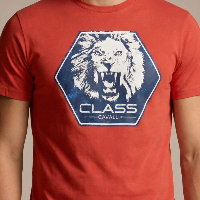 Tricou barbati Cavalli Class rosu model CA-36710 [3]