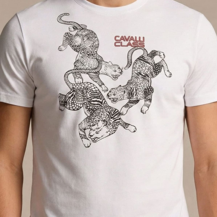 Tricou barbati Cavalli Class alb model CA-36716 [3]