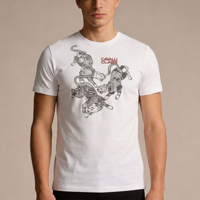 Tricou barbati Cavalli Class alb model CA-36716 [2]