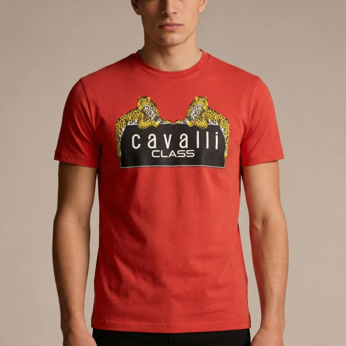 Tricou barbati Cavalli Class rosu model CA-36717 [2]