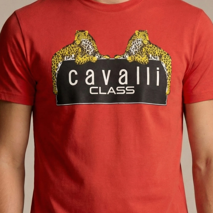 Tricou barbati Cavalli Class rosu model CA-36717 [3]