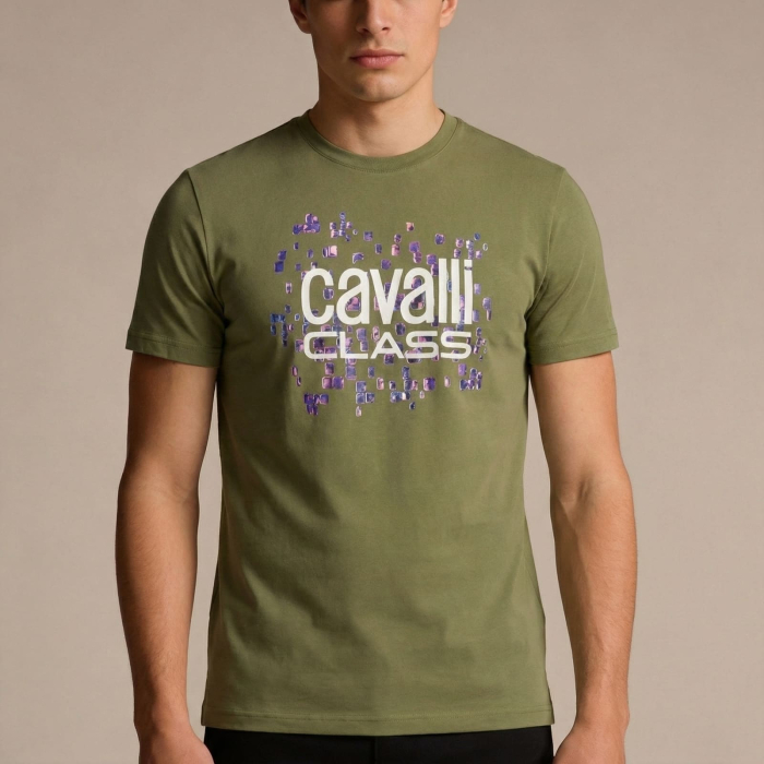 Tricou barbati Cavalli Class verde model CA-36819 [2]