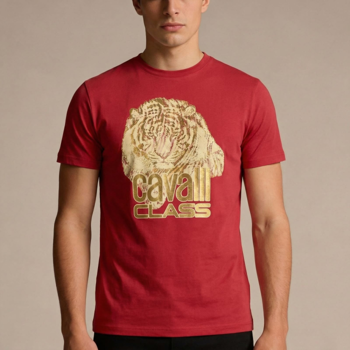 Tricou barbati Cavalli Class rosu model CA-36904 [2]