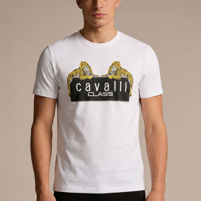 Tricou barbati Cavalli Class alb model CA-38686 [2]