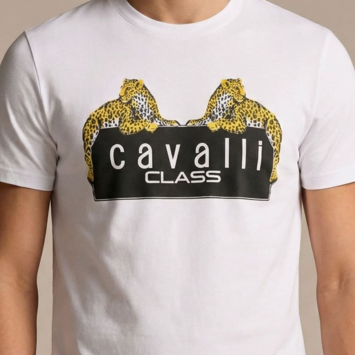 Tricou barbati Cavalli Class alb model CA-38686 [3]