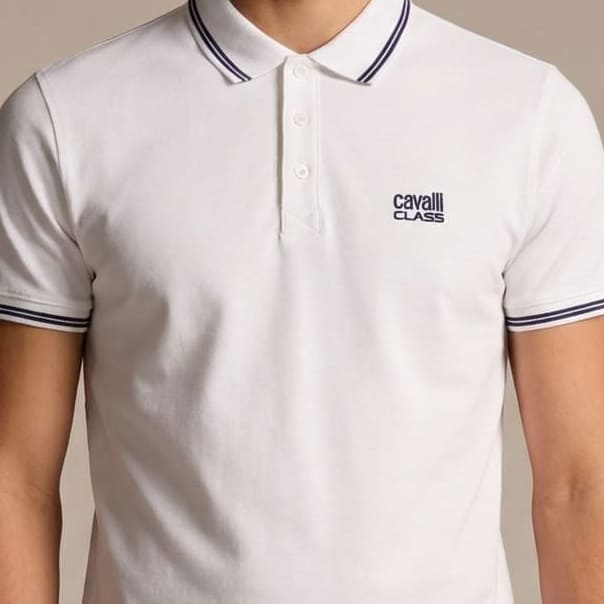 Tricou polo barbati Cavalli Class alb model CA-31314 [3]