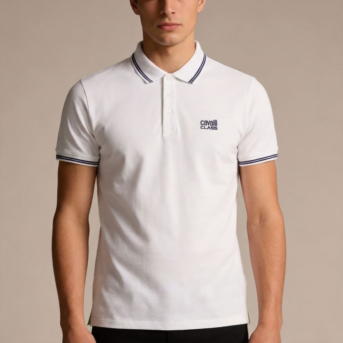 Tricou polo barbati Cavalli Class alb model CA-31314 [2]