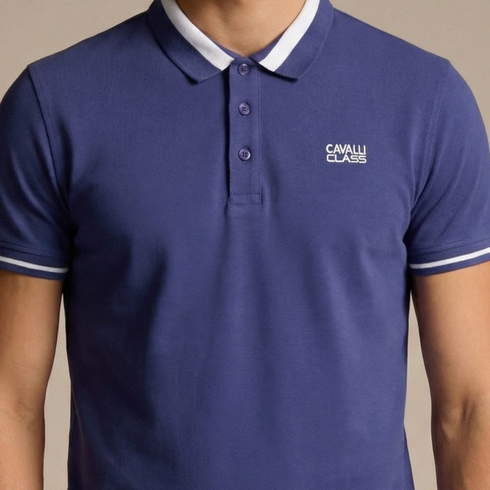 Tricou polo barbati Cavalli Class albastru model CA-36682 [3]