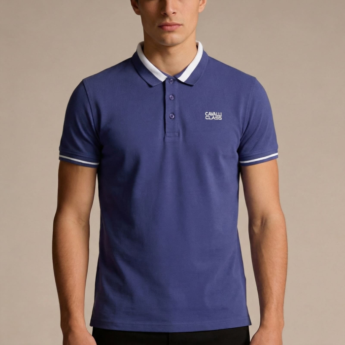 Tricou polo barbati Cavalli Class albastru model CA-36682 [2]