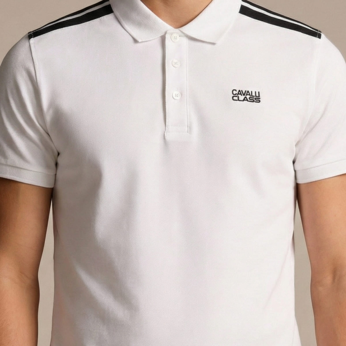Tricou polo barbati Cavalli Class alb model CA-36692 [3]