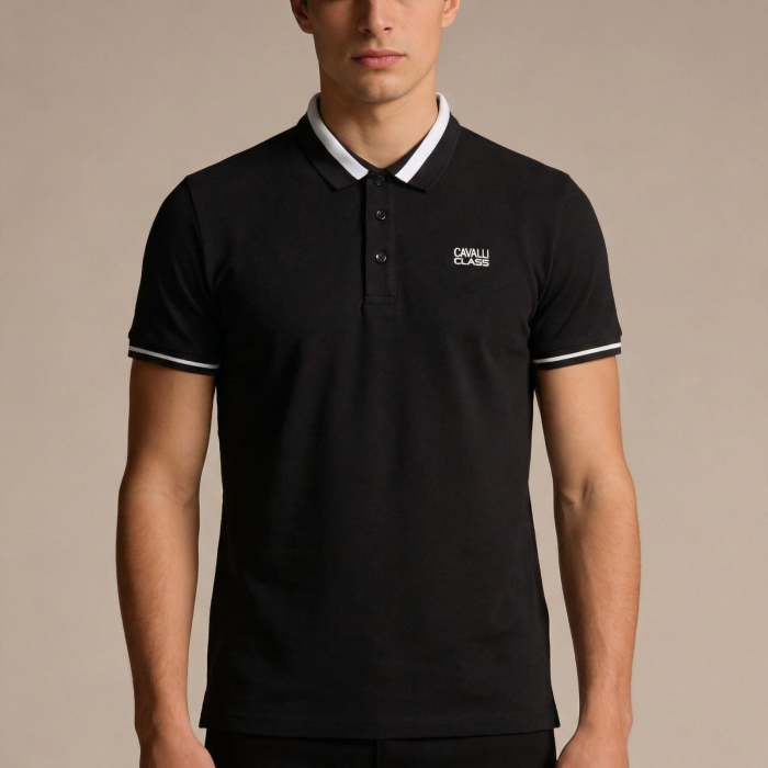 Tricou polo barbati Cavalli Class negru model CA-36693 [2]