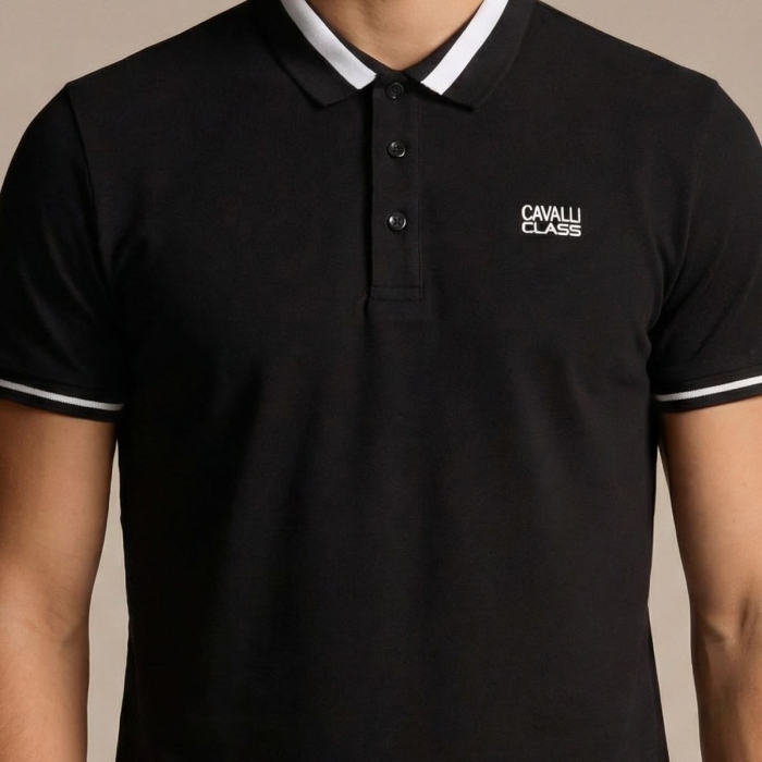 Tricou polo barbati Cavalli Class negru model CA-36693 [3]
