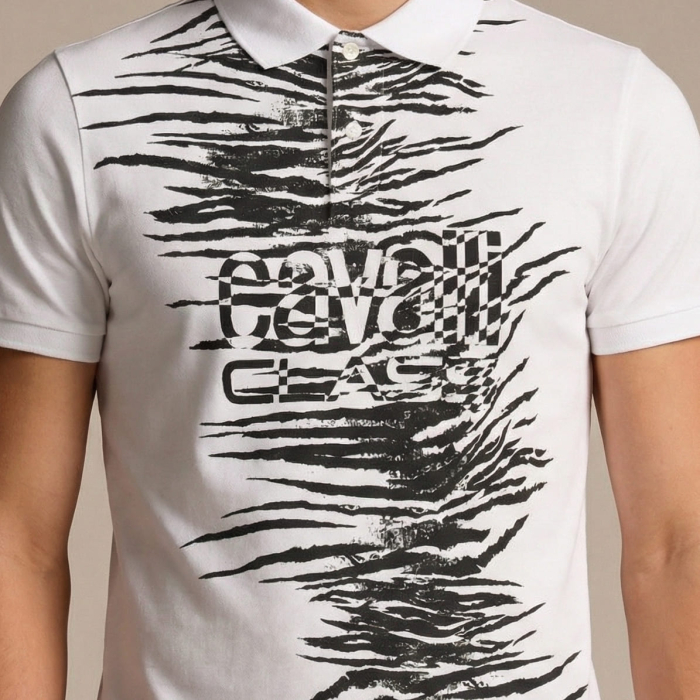 Tricou polo barbati Cavalli Class alb model CA-37402 [3]