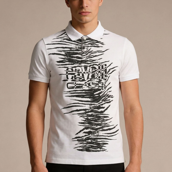 Tricou polo barbati Cavalli Class alb model CA-37402 [2]