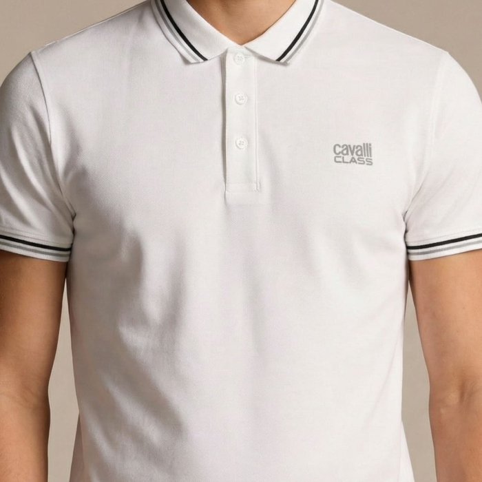 Tricou polo barbati Cavalli Class alb model CA-37717 [3]