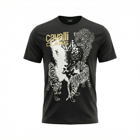 Tricouri - Tricou barbati Cavalli Class negru model CA-28625