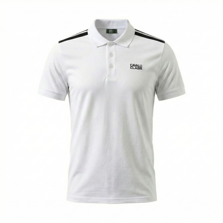 Tricouri polo - Tricou polo barbati Cavalli Class alb model CA-36692