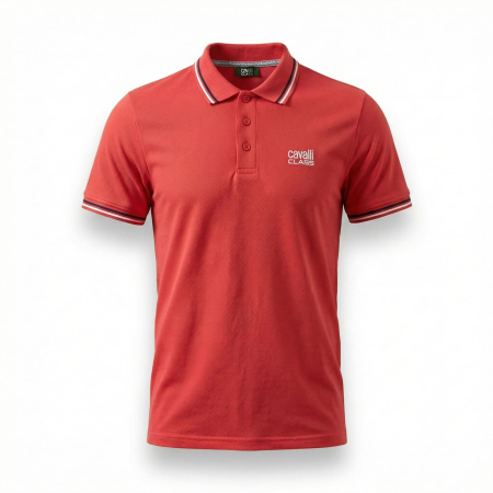 Tricouri polo - Tricou polo barbati Cavalli Class rosu model CA-36997