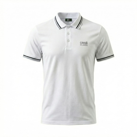 Tricouri polo - Tricou polo barbati Cavalli Class alb model CA-37717