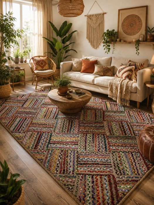 Covor Boho Tulum 355, Multicolor, Inaltime fir 6 mm [1]