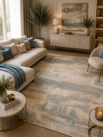 Covoare Premium - Covor Calvin Klein ECH02, Abstract Bej, Diverse Dimensiuni