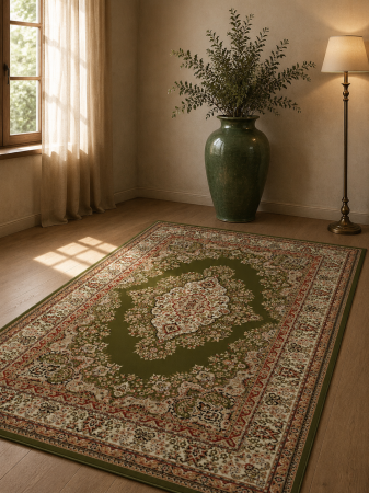 Covoare Clasice - Covor Clasic, Lotos 1524, Verde, Diverse Dimensiuni, 1800 gr/mp