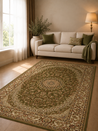 Covoare Clasice - Covor Clasic, Lotos 1555/610, Verde, Diverse Dimensiuni, 1800 gr/mp