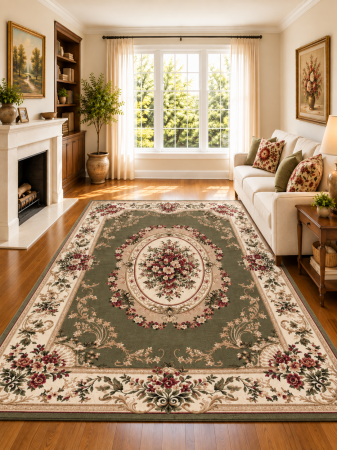 Covoare Living - Covor Clasic, Lotos 1557/310, Verde, Diverse Dimensiuni, 1800 gr/mp