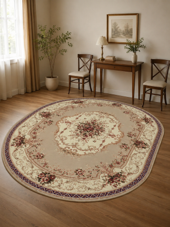 Covoare Clasice - Covor Clasic, Lotos 507-100, Crem, Oval, Diverse Dimensiuni