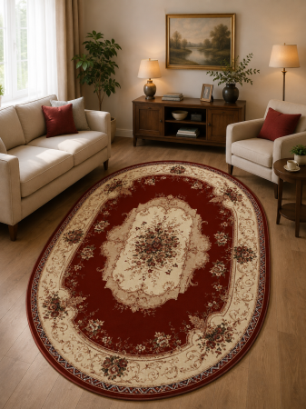 Covoare Clasice - Covor Clasic, Lotos 507, Grena, Oval, Diverse Dimensiuni