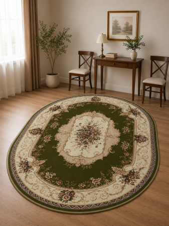 Covoare Clasice - Covor Clasic, Lotos 507, Verde, Oval, Diverse Dimensiuni, 1800 gr/mp