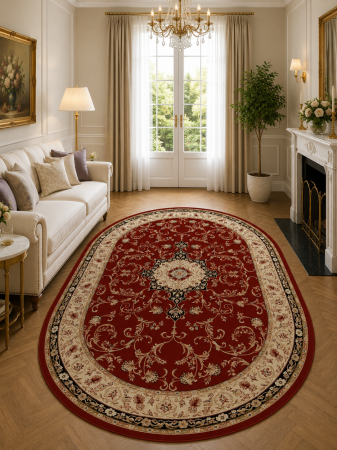 Covoare Clasice - Covor Clasic, Lotos 523, Grena, Oval, Diverse Dimensiuni, 1800 gr/mp