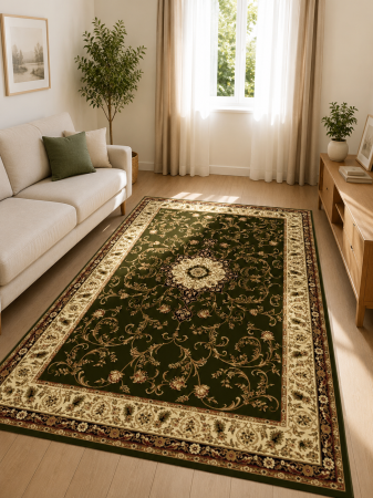Covoare Clasice - Covor Clasic, Lotos 523, Verde, Diverse Dimensiuni, 1800 gr/mp