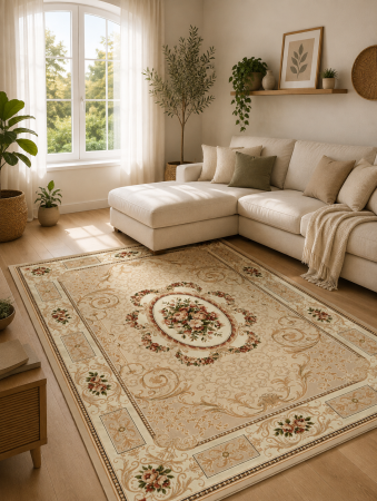Covoare Clasice - Covor Clasic, Lotos 542, Bej,Diverse Dimensiuni, 1800 gr/mp