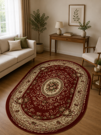 Covoare Clasice - Covor Clasic, Lotos 568, Grena, Oval, Diverse Dimensiuni, 1800 gr/mp