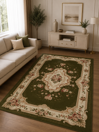 Covoare Clasice - Covor Clasic, Lotos 570, Verde, Diverse Dimensiuni, 1800 gr/mp
