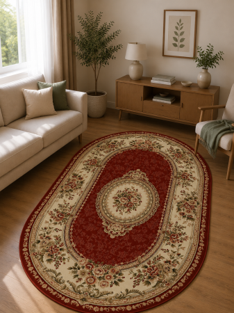 Covoare Clasice - Covor Clasic, Lotos 571, Grena, Oval, Diverse Dimensiuni, 1800 gr/mp