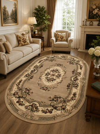 Covoare Clasice - Covor Clasic, Lotos 575, Bej, Oval, Diverse Dimensiuni, 1800 gr/mp