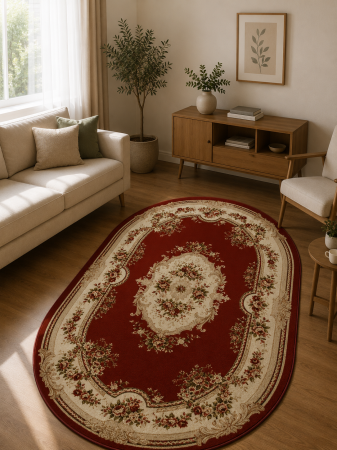 Covoare Clasice - Covor Clasic, Lotos 575, Grena, Oval, Diverse Dimensiuni, 1800 gr/mp