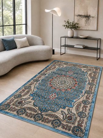 COVOARE - Covor Clasic, Queen 10220, Albastru, Diverse Dimensiuni , 1250 gr/mp
