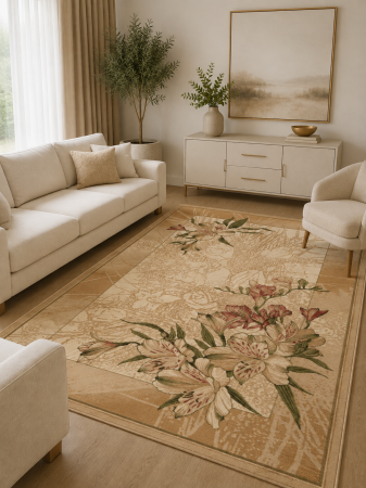 COVOARE - Covor Floral, Lotos 1563, Crem, Diverse Dimensiuni