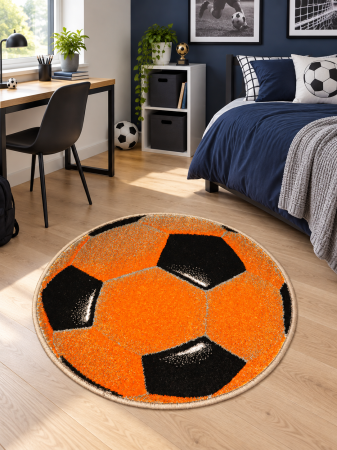 Covoare Copii - Covor Kolibri, Model Minge Fotbal 11198/160,Dimensiune 67x67 cm, 2300 gr/mp,Portocaliu