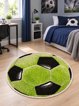 Covoare Copii - Covor Kolibri, Model Minge Fotbal 11198/130,Dimensiune  67x67 cm, 2300 gr/mp Vernil
