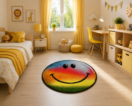 Covoare Copii - Covor Kolibri, Rotund, Rainbow Smile, 67x67 cm, 2300 gr/mp