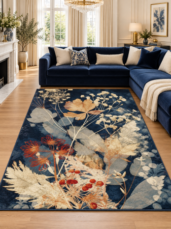Covoare Living - Covor Floral, Kolibri 11655, Albastru, Diverse Dimensiuni, 2200 gr/mp