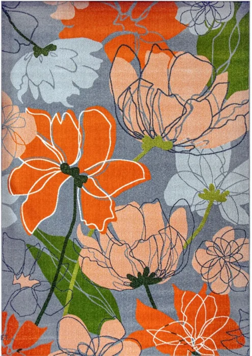 Covor Modern, Kolibri Portocaliu Floral ,11548/963, Diverse Dimensiuni, 2200 gr/mp [1]