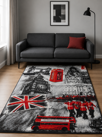 COVOARE - Covor Modern, Kolibri England 11191, Negru, Diverse Dimensiuni, 2200 gr/mp
