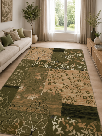 COVOARE - Covor Modern, Lotos 1521, Verde, Diverse Dimensiuni, 1800 gr/mp