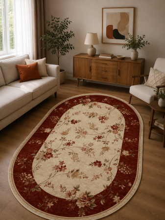 Covoare Clasice - Covor Modern. Lotos 551,Grena, Oval, Diverse Dimensiuni, 1800 gr/mp